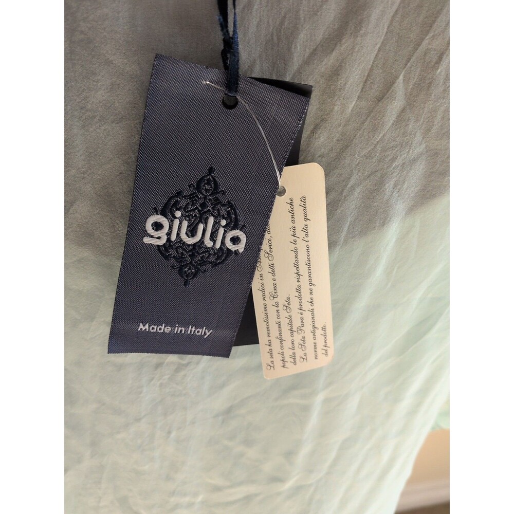 Giulia Womens Silk Blouse Attached Cami Large Seafoam Green Embroider Italy Made - Picture 7 of 13